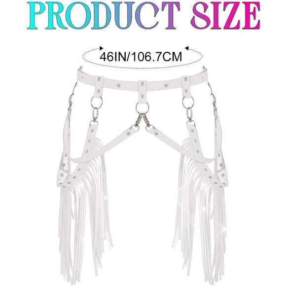 Cowgirl Fringe Leather Belt Black Tassel Accessories for Women Festival main image 4